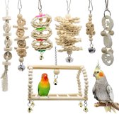 Donkersstuff - Jouets pour oiseaux - Jouets pour perruches - Jouets oiseaux Perruche - Décoration pour cage à oiseaux - 7 pièces