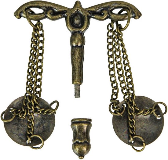 Justitia Romeinse Godin van Rechtvaardigheid - Veronese Design - Bronskleurig beeld - Hoogte 33cm - Vrouwe Justitia van Veronese Design met blauw doorschijnende jurk -