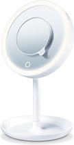 Beurer BS 45 Make up spiegel - Staand - LED verlichting rondom - Magnetische extra spiegel met 5x vergroting - Traploze dimmer - Rond: doorsnede 17,5cm - 3 Jaar garantie - Wit