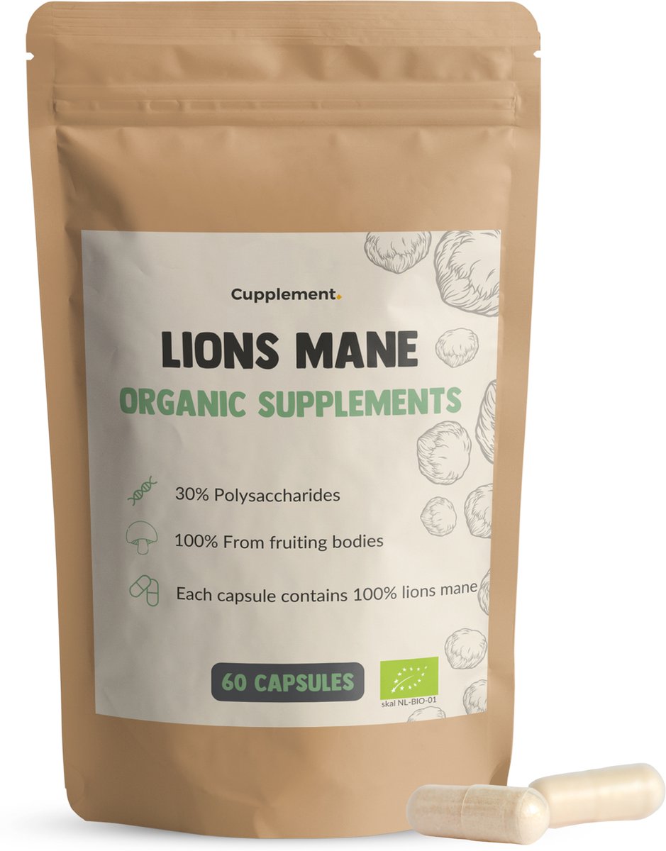Cupplement - Lions Mane Capsules 60 Stuks - Biologisch - 500 MG Per Capsule -...