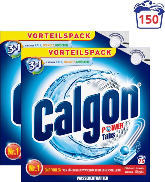 Calgon 3 in 1 Powerball Tabs Wasmachine Reiniger en Anti kalk - 2x 75 Tabletten - 150 wasbeurten