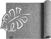 Tafelloper van vilt afwasbaar tafelkleed stil grijs hittebestendig vilten tafelloper tafelbescherming (grijs_blad, 30 x 100)