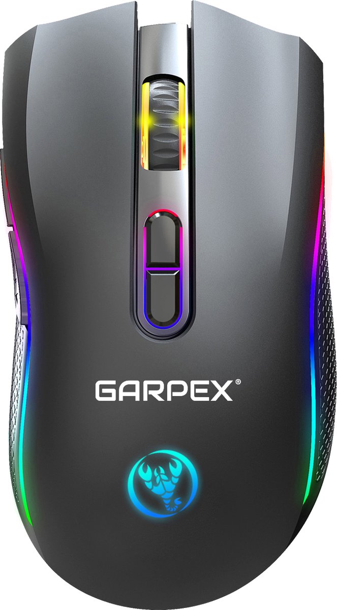 Garpex? Draadloze Gaming Muis - RGB Led Verlichting - Bluetooth - 7 Knoppen - Oplaadbaar - DPI Instelbaar - USB-C Oplaadkabel