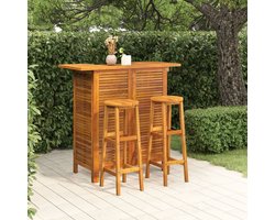 The Living Store Houten Tuinbarset - Tropisch hardhout - 110 x 50 x 105 cm - Praktische schappen