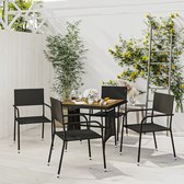 The Living Store Tuinset - snaam - Tafel - 4 Stoelen - Zwart - 70x70x72 cm - PE-rattan