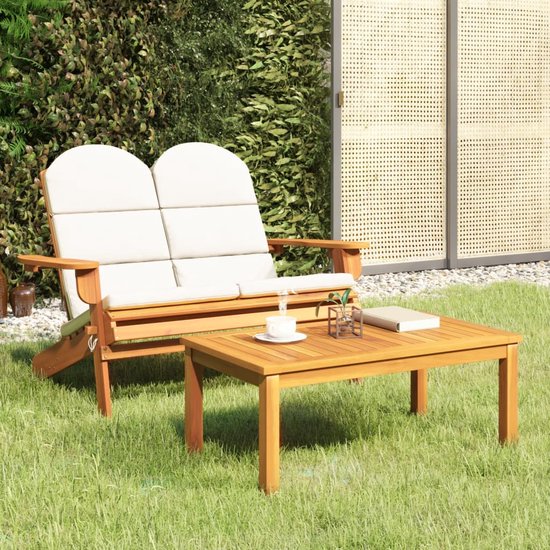 The Living Store Houten Loungeset - Adirondack stijl - Tuinbank 126x84x90cm - Salontafel 90x50x36cm - Acaciahout