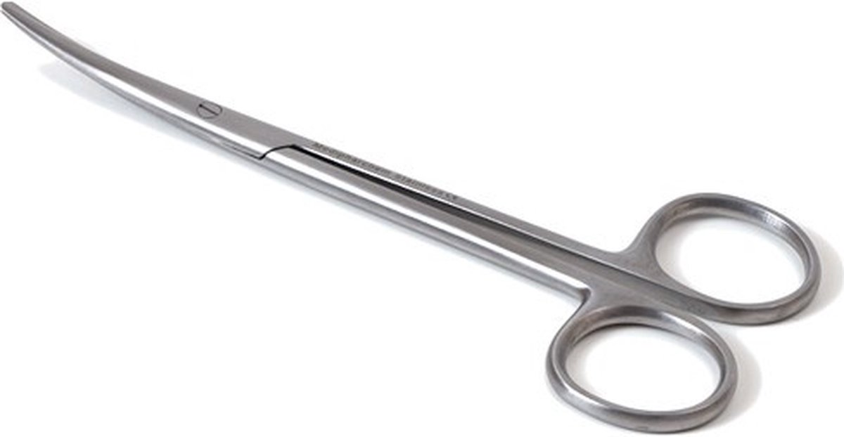Goedkoopste Chirurgische schaar ST/ST gebogen Lengte 11 cm Medipharchem - RVS - Schaar met 2 stompe, afgeronde bladen en gebogen punt
