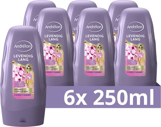 Andrélon Levendig Lang Conditioner - 6 x 250 ml - Voordeelverpakking