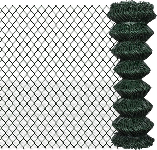 vidaXL Chain Link Fence Steel 3' 3"x49' 2" Green