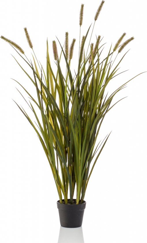 Fleurdirect Kunstplant Grass Cattails - Polyester - Groen - 0 x 120 x 0 cm (BxHxD)