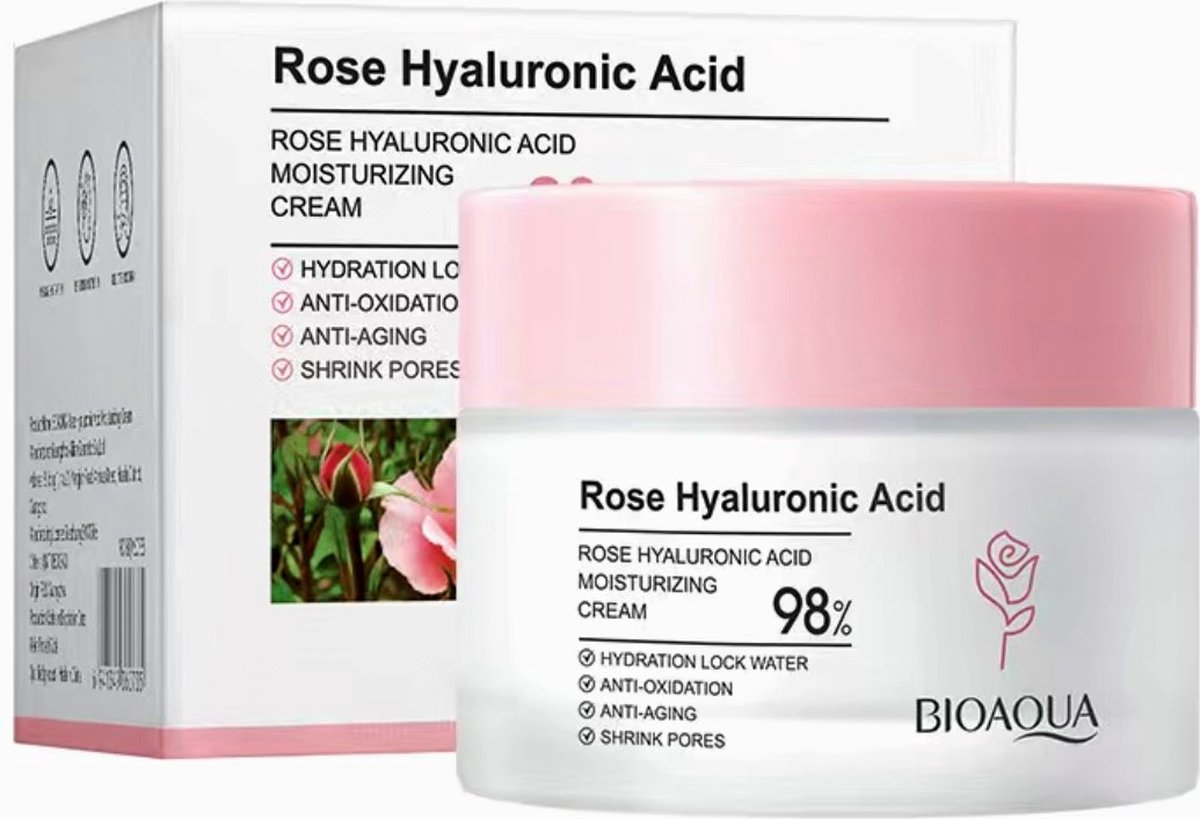 Anti- rimple crème met Natuurlijke Rose extract Hyaluronic acid gezichtscrème + onder oog crème