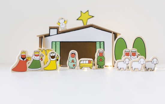 Dick Bruna houten kerststal, kerstkribbe. kerstgroep - kerst speelgoed - speelfiguren Kerstmis -Bambolino Toys - Dick Bruna