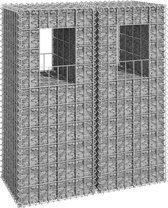 The Living Store Schanskorfpaal - Set van 2 - 40x40x100 cm - 10x5 cm gaas - 3.5 mm draad - Roestvrij en weerbestendig - Hoog draagvermogen