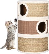 The Living Store Kattenkrabton - Bruin - 36 x 60 cm - Met 3 kattenhuisjes