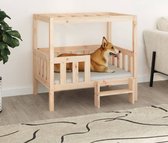 The Living Store Lit pour chien en bois de pin - 95,5 x 73,5 x 90 cm - Confortable et rustique