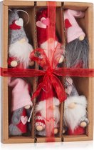 BRUBAKER Set de 6 étiquettes décoratives en forme de cœur en bois et en tricot - Étiquettes pour sapin de Noël - Étiquettes cadeaux pour la Saint-Valentin - Rose rouge - Ornement d'arbre ou Décoration de cœur dans une boîte cadeau