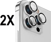 Camera lens protector geschikt voor iPhone 15 Pro / 15 Pro Max - Screenprotector voor Cameralens - Glasplaatje voor Bescherming van de Lens - zilver - 2X set van 3 stuks