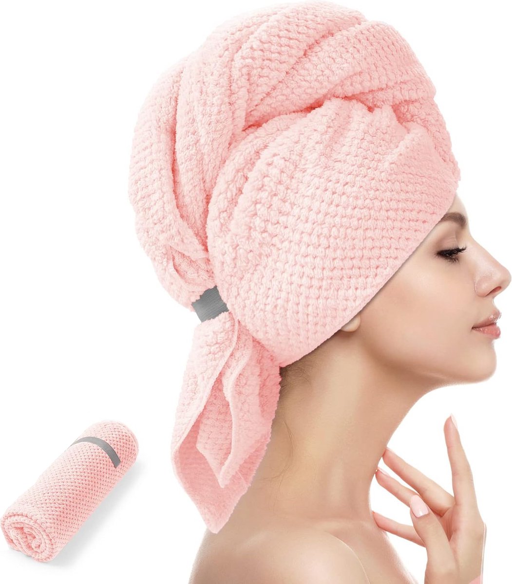 BOTC Haarhanddoek - Snel Drogend - Hair Towel - 60x100CM - Haarhanddoek Microvezel - 1 stuk - Pink