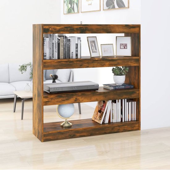 The Living Store Boekenkast - 100 x 30 x 103 cm - Gerookt Eiken