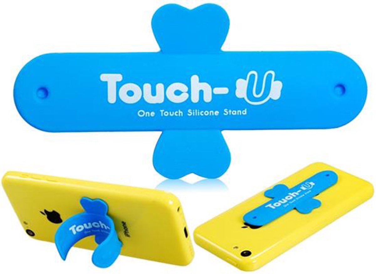 Touch -U One Touch Silicone Stand - Telefoonstandaard - Blauw - dubbelzijdige lijmband - Duurzame siliconen - Compact en lichtgewicht
