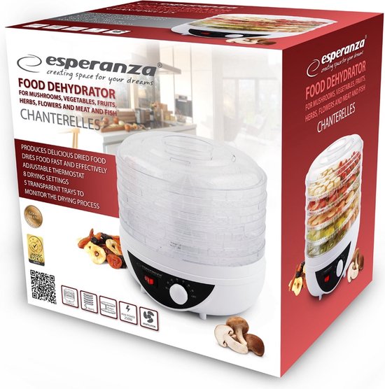 Esperanza Voedseldroger - Transparant - Wit - 250 W Esperanza - EKD002