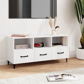 The Living Store TV-meubel Modern Wit 102x35x50 cm - Bewerkt hout - ijzer