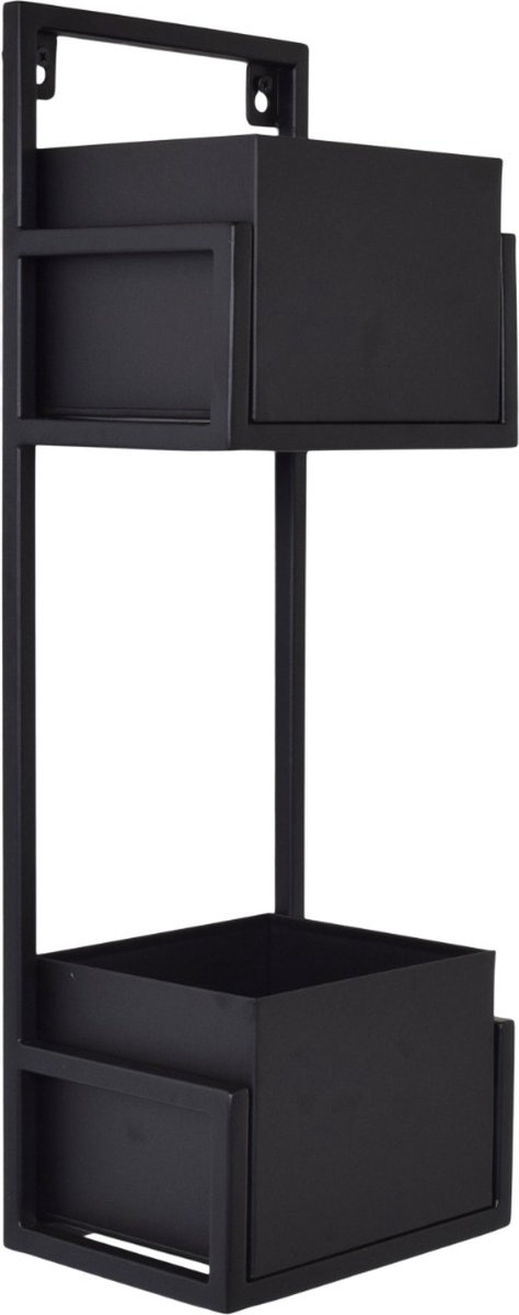 LOFT42 Flora Wandplantenbak Dubbel - Metaal - Zwart - 60x20x15