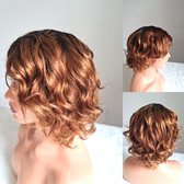 Braziliaanse Remy ombre kleur 1b/ 30 pruik 12 inch - donkerbruine en blonde golf  menselijke haren -none lace wig