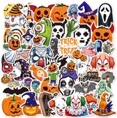 Set Enge Halloween Stickers - 50 stuks - 5x7CM - Stickers voor volwassenen en kinderen met Pompoenen, Zombies, Killer Clowns, Happy Halloween, Spinnen etc.