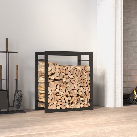 Haardhoutrek 41x25x100 cm massief grenenhout zwart kopen