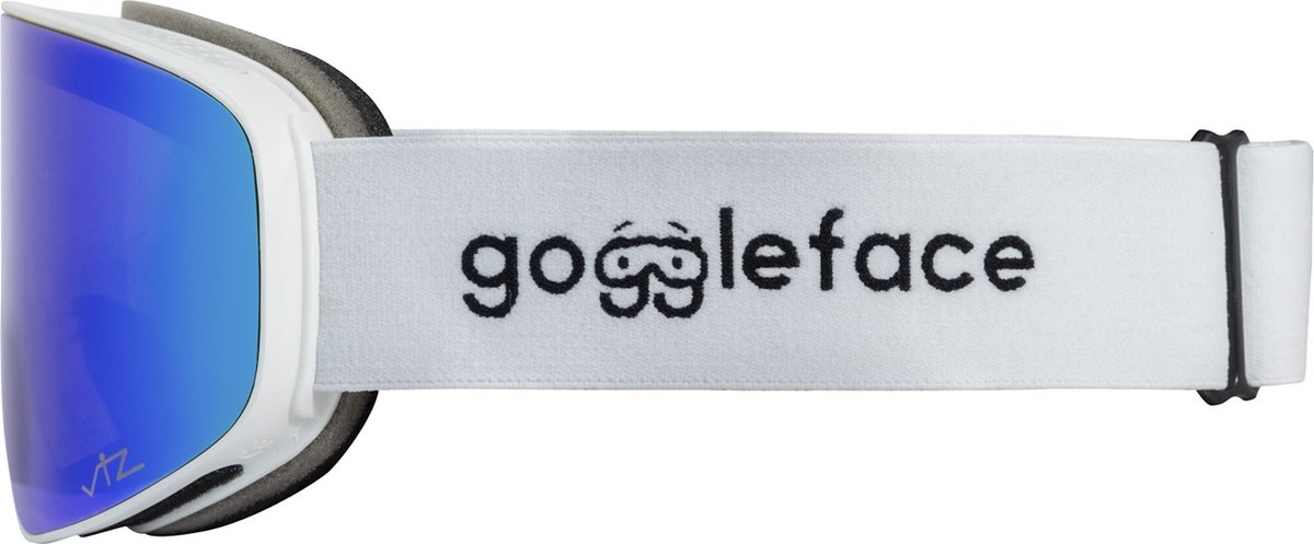 Goggleface - Straight Line White | Snow Blue - skibril - goggle - blauw - wit