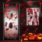 Halloween Decoraties Binnenraam Stickers, Halloween Raamdecoraties Zombie Posters Set Herbruikbare Halloween Accessoires, Enge Bloederige Handafdrukken Voetafdrukken Muurstickers