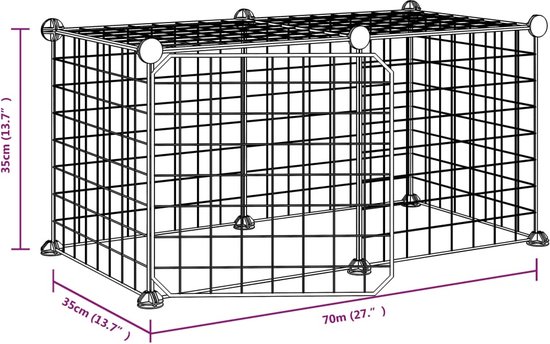 vidaXL Huisdierenkooi met deur 12 panelen 35x35 cm staal zwart vidaXL Huisdierenkooi met deur 12 panelen 35x35 cm staal zwart