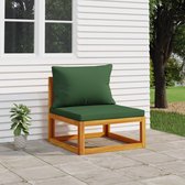 vidaXL Tuinset - Tuinbank - Tuinmiddenbank met kussens massief acaciahout groen - Buitendrank - Lounge Set - Acacia Hout
