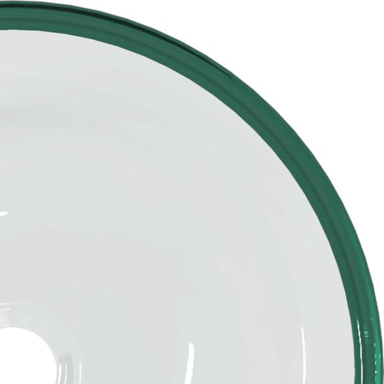 Bol blanc avec un bord en verre vert émeraude.