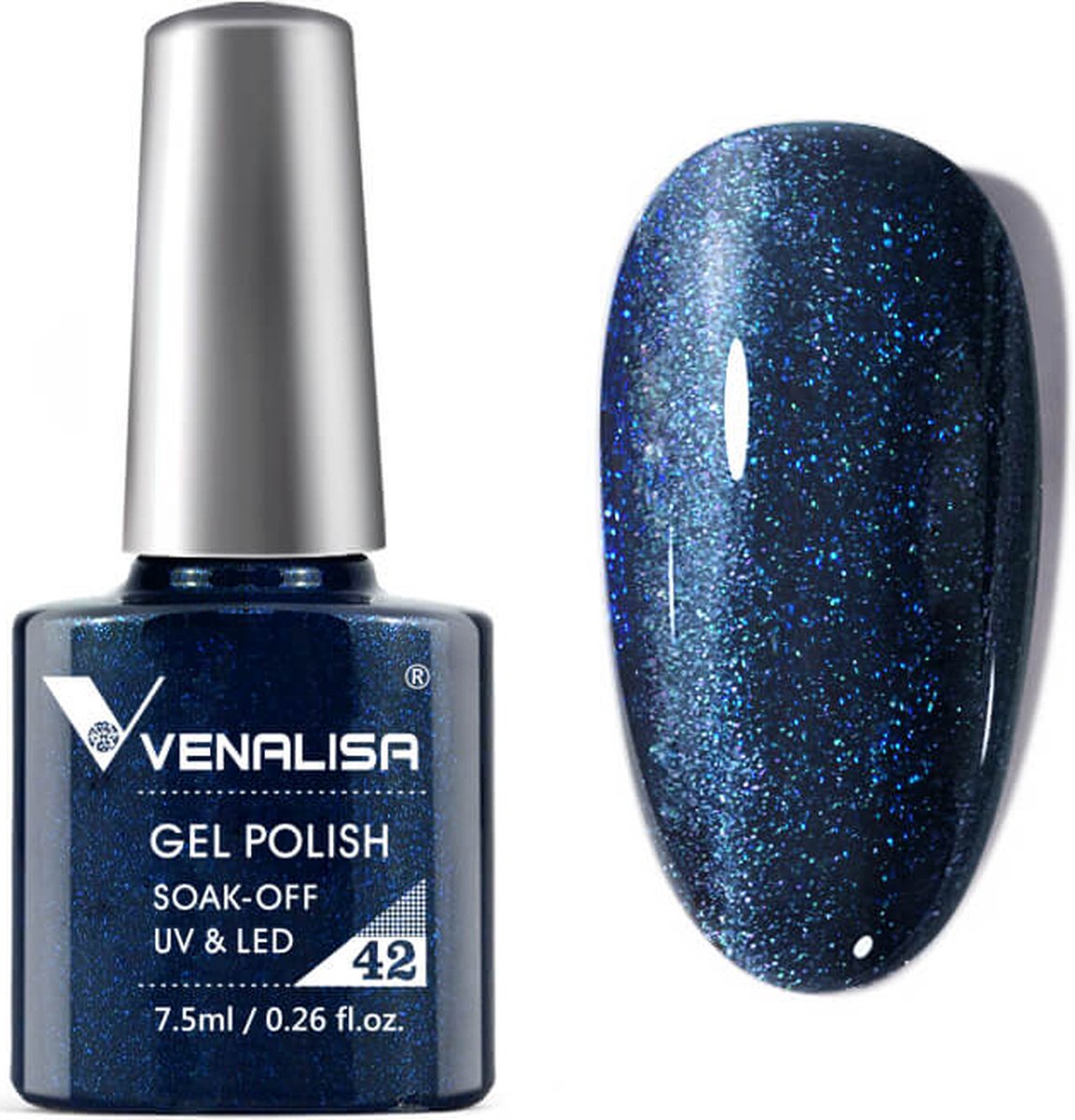 Venalisa Gellak Deep Pearly Blue - Glitter - 7.5 ml - Donkerblauwe Gellak - Gellac Donkerblauw - Gellak Blauw - Gellak Donker Blauw - Gellak Blue - Gellak Kleuren - Venalisa Gellak - Gellak Nagellak