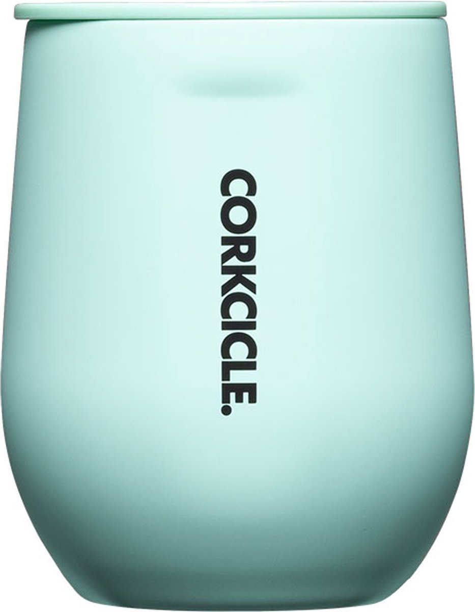 Corkcicle Stemless Cup 335ml- Sun Soaked Teal- Thermosbeker voor Wijn/Koffie- RVS- 3 laags geïsoleerd- thermosfles- drinkglas- reisbeker