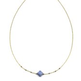 Ketting Klavertjevier Blue Lace Agaat Goud | Stainless steel met een mooie gouden plating - 38 cm + 5 cm extra | Buddha Ibiza