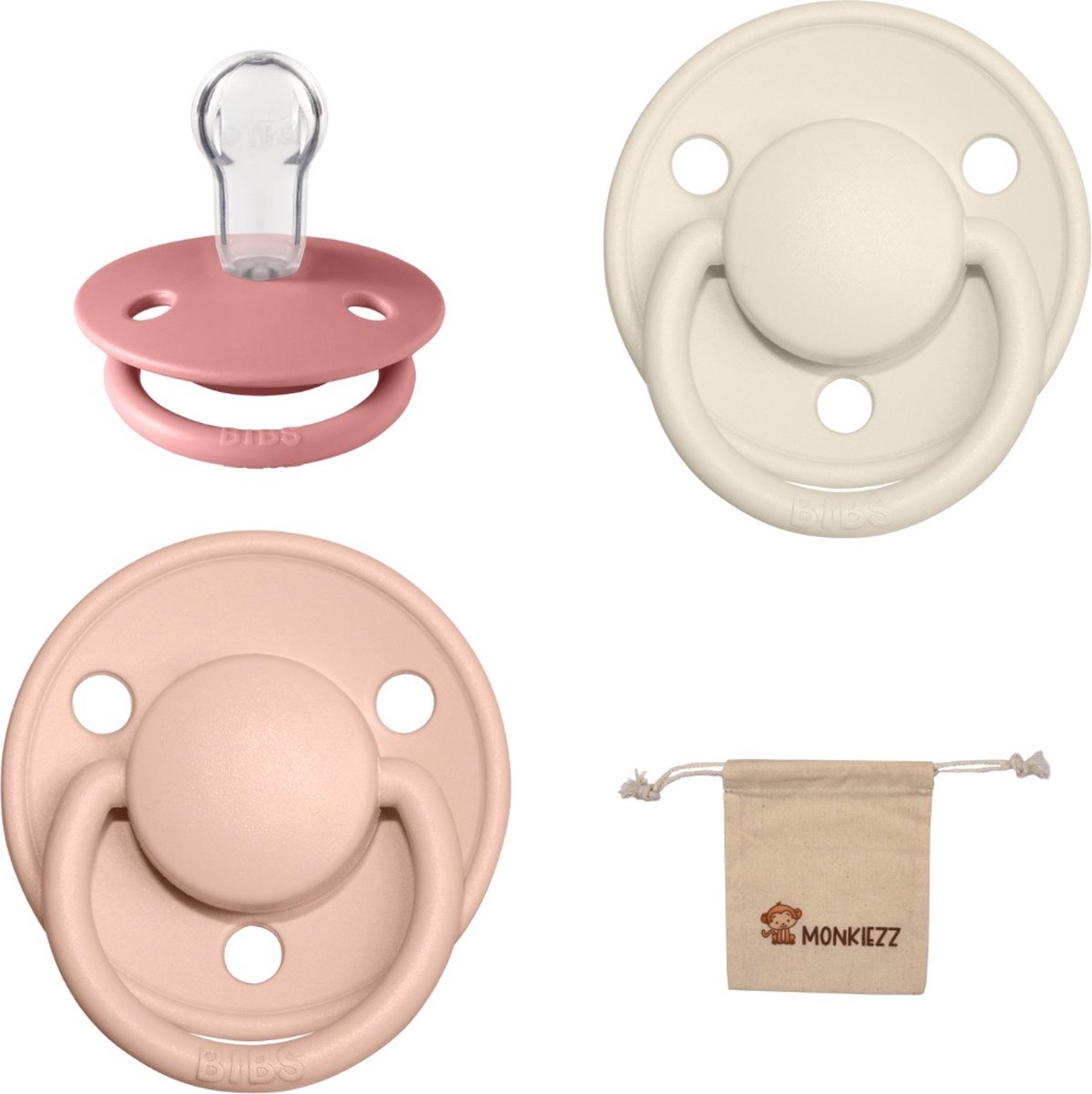 Goedkoopste Bibs Speen DeLux - one size - silicone - Dusty Pink - Blush - Ivory Monkiezz speenzakje