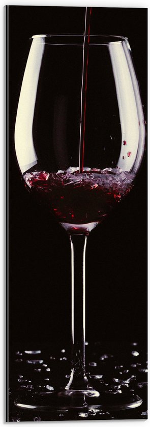 Dibond - Wijn - Wijnglas - Drank - Scherven - Schenken - Rood - 20x60 cm Foto op Aluminium (Met Ophangsysteem)