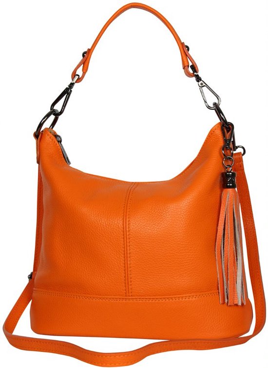 AmbraModa GLX09 - Sac à main pour femme, sac à bandoulière en cuir véritable. Oranje