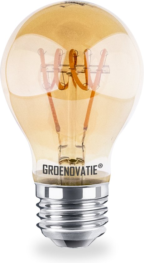 Groenovatie E27 LED Filament Lamp - 4W - Amber Spiral - Extra Warm Wit - Schemersensor