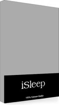 iSleep Satijn-Katoen Hoeslaken - Litsjumeaux - 180x220+40 cm - Grijs