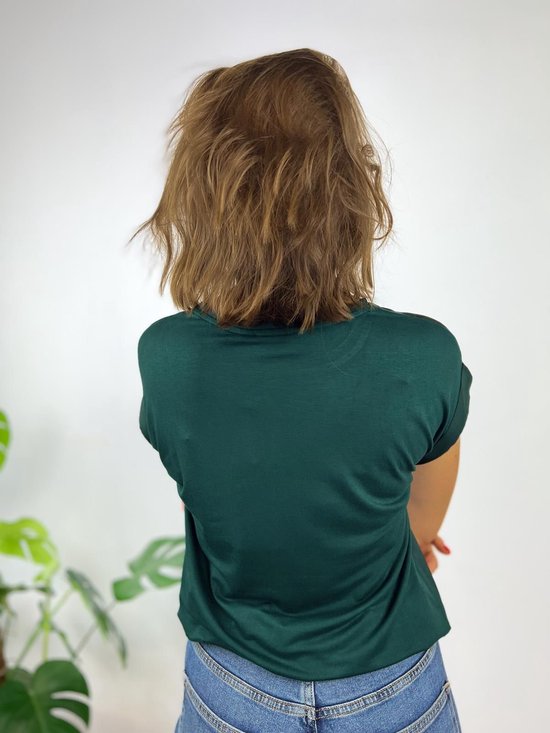 Vila VIELLETTE SS SATIN TOP - Ponderosa Pine Vert Foncé