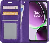 Hoes Geschikt voor OnePlus Nord CE 3 Lite Hoesje Book Case Hoes Flip Cover Wallet Bookcase Met 2x Screenprotector - Paars