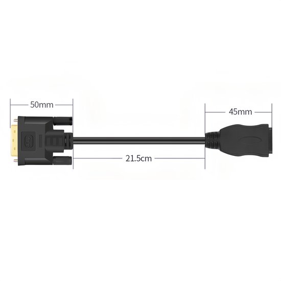 MMOBIEL HDMI naar DVI Kabel Adapter - Bi-Directioneel - Mannelijk DVI-D Dual Link naar Vrouwelijk HDMI - Kabelconverter voor Monitor, PC, TV, Projector - 1080p Full HD 60Hz - Gouden Connector 0,3 m - MMOBIEL