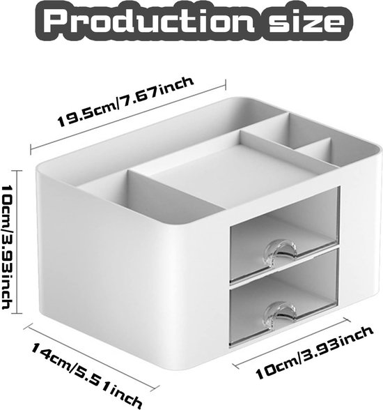 Organisateur de bureau blanc - 7 compartiments 2 tiroirs - ON