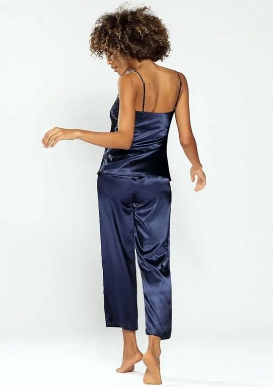 Caroline - ensemble deux pièces en satin de haute qualité - bleu marine M