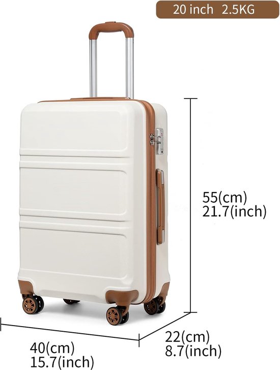 Handbagagekoffer trolleys 55 cm lichte harde koffer met 4 wielen en  TSA-slot, 55 x 40... | bol.com