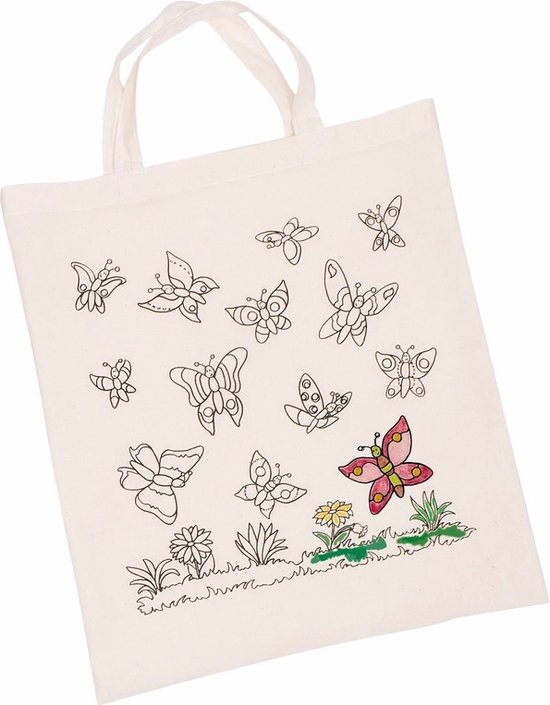 Inkleurbaar Vlinder Tasje van Fairtrade Katoen